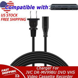 UL 6ft AC Power Cord Cable For JVC DR-MV99BU DVD VHS Video Cassette Recorder