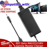 AC Adapter For MSI Optix MAG321CURV Gaming Monitor Power Charger Supply Cord US