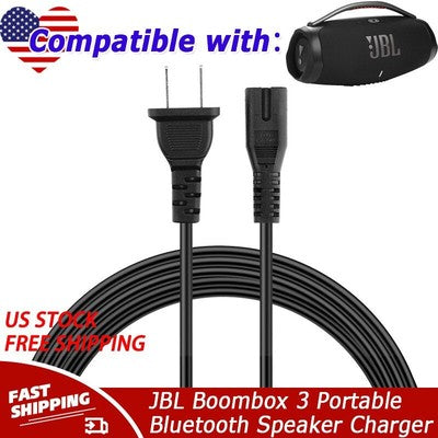 2-Prong AC IN Power Cord For JBL Boombox 3 Portable Waterproof Bluetooth Speaker