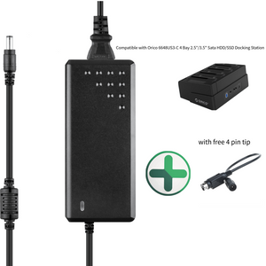 12V 4Pin Adapter For Orico 6648US3C 4 Bay 2.5"/3.5" Sata HDD/SSD Docking Station