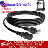 3 Prong AC Power Cord For Creality Ender 3 V2 V3 SE Neo Max S1 Pro KE 3D Printer