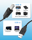 6ft USB Cable for HP Officejet Printer J3600 4215 4655 5746 J5780 6962 6968 8740