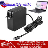 65W Charger For Acer chrobook Plus 14"Touchscreen Laptop with Google AI