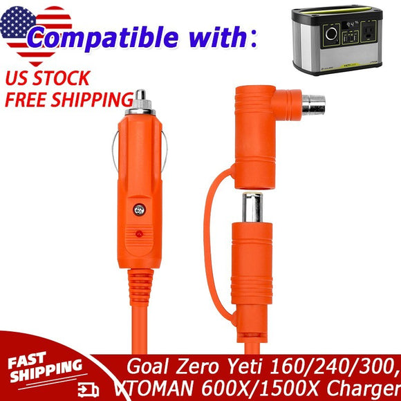 12V/24V Car Charging Cable For Goal Zero Yeti 160/240/300, VTOMAN 600X/1500X