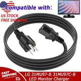 AC Power Cord Cable For LG 31MU97-B 31MU97C-B 24GM77-B 24MB65PY-I LED Monitor
