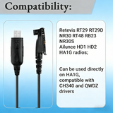HD1 Retevis RT29 USB Programming Cable for Retevis RT29 RT29D NR30 RT48 RB23