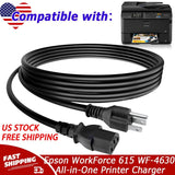 UL 6ft AC Power Cord For Epson WorkForce 615 WF-4630 WF-4640 All-in-One Printer