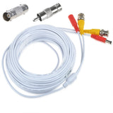 65FT BNC Cable Security Camera Wire Cord with BNC Connectors & RCA Adapter White