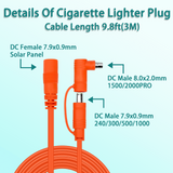 10FT 3M 8mm Extension Cable 14AWG for Anker 521 535 555 Power Station