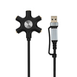 USB A/C to Headphone Splitter, 5-Jack 3.5 mm Audio Headphone Splitter Stereo