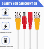 100ft White BNC Video Power Wire Cord for Swann Night Owl CCTV Cameras Cable