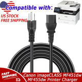 UL 6ft Power Cord For Canon imageCLASS MF451dw MF452dw MF453dw MF455dw Printer