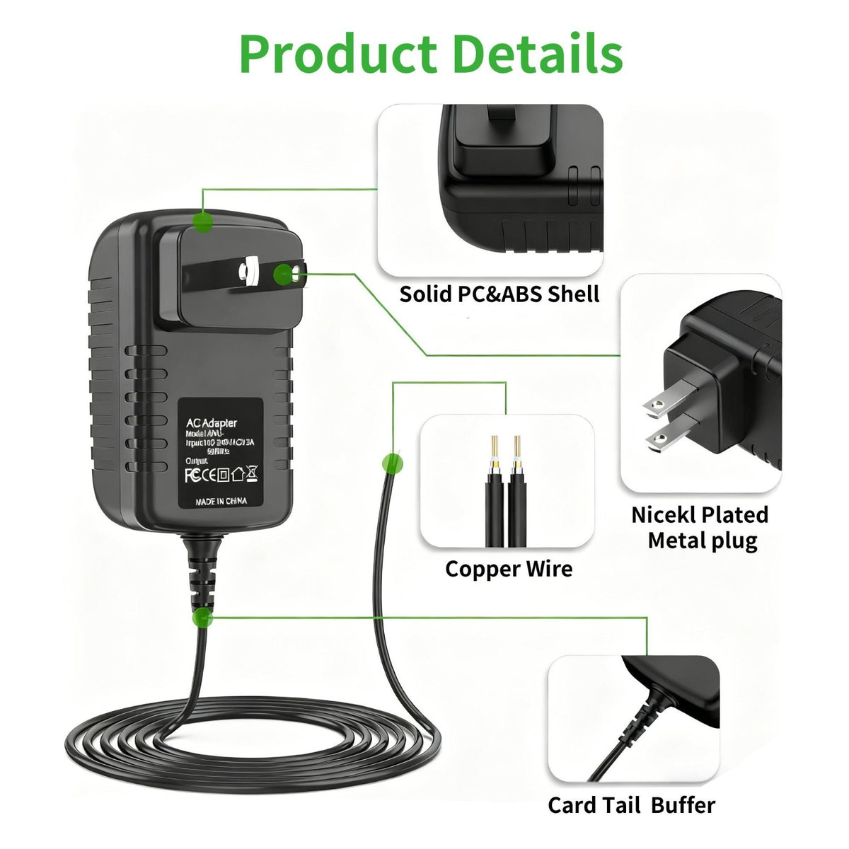 DC 5V 2A Wall Charger Power Supply Adapter 5.5x2.5mm Plug US Replaceme ...