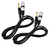 1/4inch TRS to XLR Male Balanced Mic Microphone Cable 6FT, XLR to 6.35 Jack 2PCS