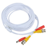 65FT BNC Cable Security Camera Wire Cord with BNC Connectors & RCA Adapter White