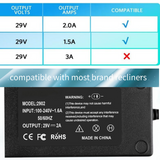 29V 2-Prong AC Adapter For Raffel Systems Tranquil Ease SPS 2A29VDC05 Lift Chair