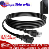 UL 6ft AC Power Cord Cable For Dell Inspiron 3670 3671 3847 3880 3891 Desktop PC