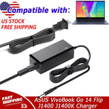 AC Adapter Charger For ASUS VivoBook Go 14 Flip J1400 J1400K J1400KA Power Cord