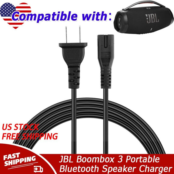 2-Prong AC IN Power Cord For JBL Boombox 3 Portable Waterproof Bluetooth Speaker