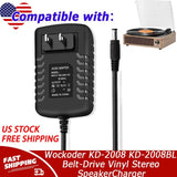 5V 3A Adapter for Wockoder KD-2008 KD-2008BL Belt-Drive Vinyl Stereo Speaker