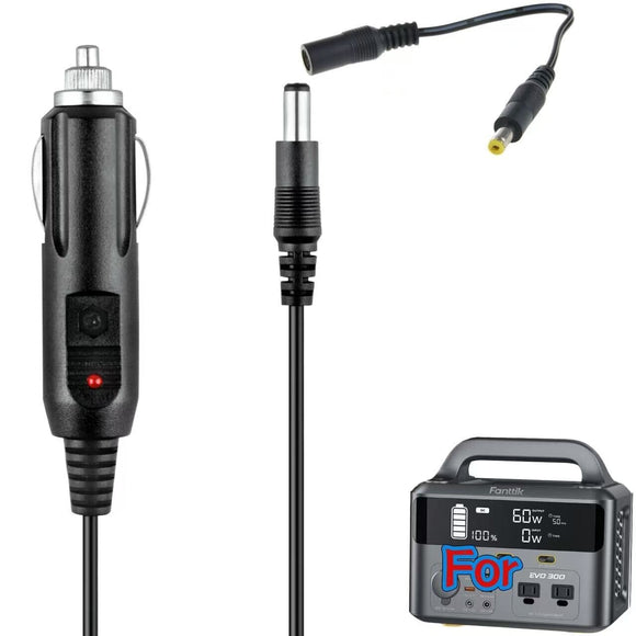 12V Car DC Adapter For Fanttik EVO 300 Portable Power Station 299Wh