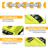 Rapid Charger For Ryobi OP408VNM 40V Lithium Battery OP406VNM OP40602 OP401 LED