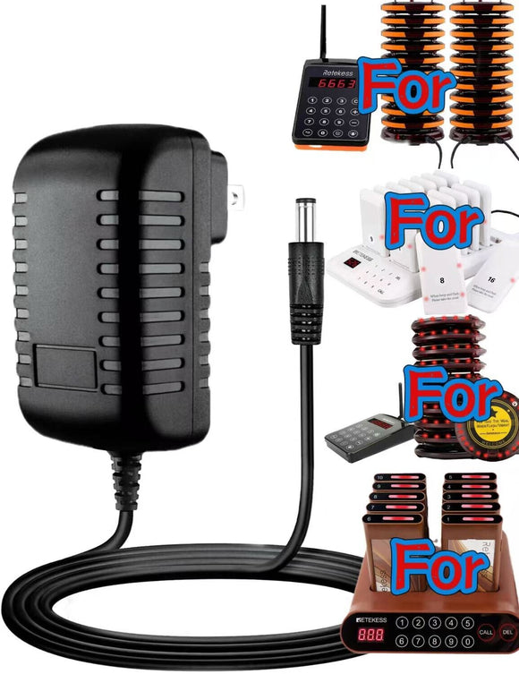 12V AC Adapter For Retekess TD157 TD156 TD103 T116A Pagers Buzzer Lineup
