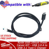 USB-C Cable For Ryobi USB Lithium Power Carver KIT - USB 3.0 A to USB 3.1 Type C