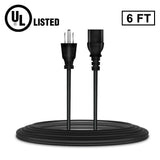 UL 6ft AC Power Cord For ASUS VS248H-P VY249HF VA249HE VY249HE-W LCD LED Monitor