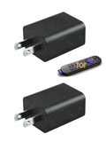 2Pack AC Adapter For Roku Voice Remote Pro/Pro 2nd, Amazon Fire TV Stick