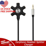3.5mm Splitter Cable 1 Male to 5 Port Female Earphone Headset Splitter Adapter
