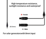 16.5Ft Solar to DC8mm Adapter Cable For BLUETTI EB3A EB70 EB70S AC180 AC60 B80