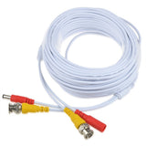 49FT BNC Cable Security Camera Wire Cord with BNC Connectors & RCA Adapter White