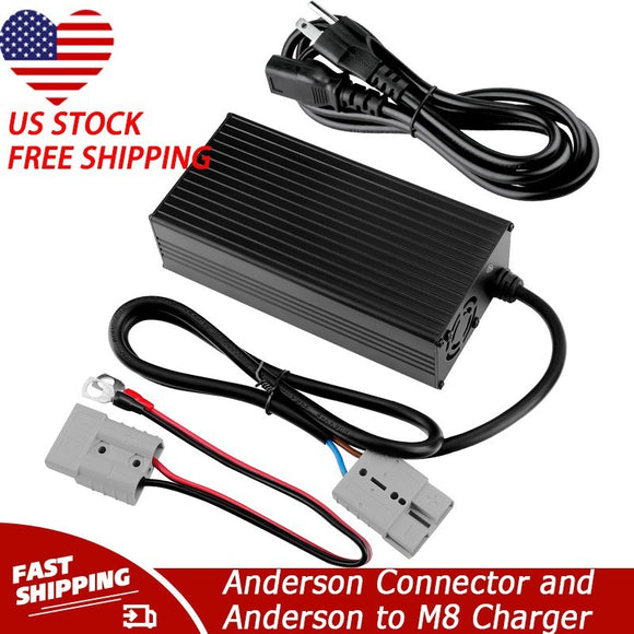 12V 20A LiFePO4 Battery Charger with Anderson Connector and Anderson to M8