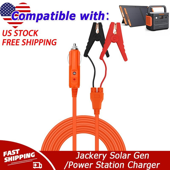 12V Charger14AWG Lighter Plug-Alligator Clips for Jackery Solar Gen/PowerStation