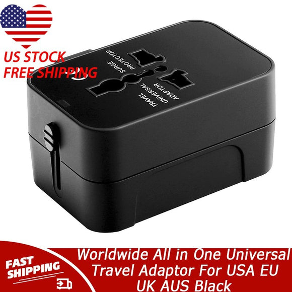 Worldwide All in One Universal Travel Adaptor For USA EU UK AUS Black