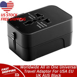 Worldwide All in One Universal Travel Adaptor For USA EU UK AUS Black