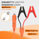 6.6FT 14AWG Cigarette Lighter Plug to Alligator Battery Clip Connector Lead-Acid