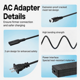 36V Battery Charger 42V 2A for Nakto 10Series Lithium RCA Plug