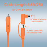 2M 12V/24V Car Charger Cable 14AWG DC7909+8020 for Jackery/Bluetti/Anker/GRECELL