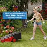 (2 Pcs) 3 Outlet Adapter For E26/E27 Bulb for Indoor Outdoor Porch Garage Patio