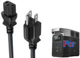 UL 6ft Power Cord For EF Ecoflow Delta/River/Series, Bluetti EB3A, Ank