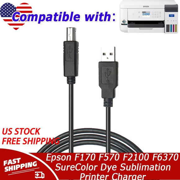 USB Cable Cord For Epson F170 F570 F2100 F6370 SureColor Dye Sublimation Printer