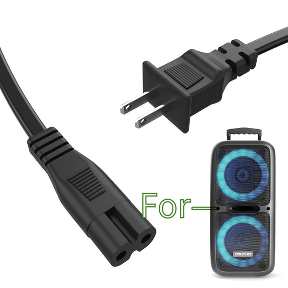 2-Prong AC IN Power Cord For Dolphin SP-210RBT SP-212RBT Party Speaker
