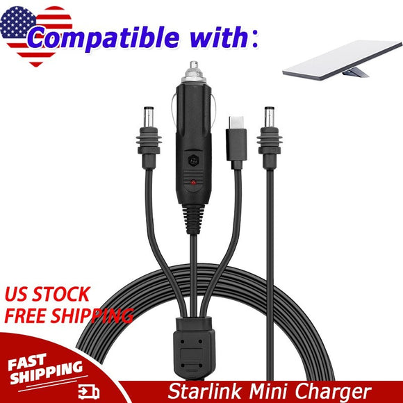 100W+ USB C 12-24V Lighter Plug and DC Male Power Cable Cord For Starlink Mini
