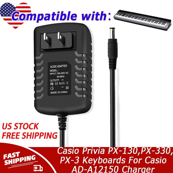 12V AC Adapter For Casio Privia PX-130,PX-330,PX-3 Keyboards For Casio AD-A12150