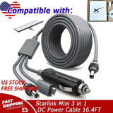 Starlink Mini 3 in 1 DC Power Cable 16.4FT, 100W+ USB C Cigarette Lighter Plug