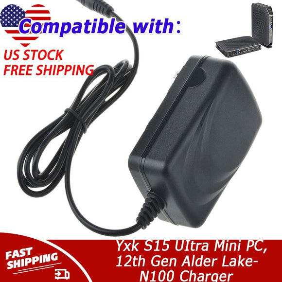 UL Listed 12V AC Charger For Yxk S15 UItra Mini PC,12th Gen Alder Lake- N100