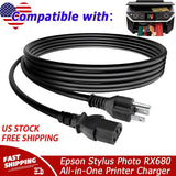UL 6ft AC Power Cord Cable Lead For Epson Stylus Photo RX680 All-in-One Printer