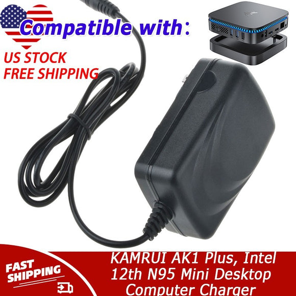 12V AC Charger For KAMRUI AK1 Plus, Intel 12th N95 Mini Desktop Computer